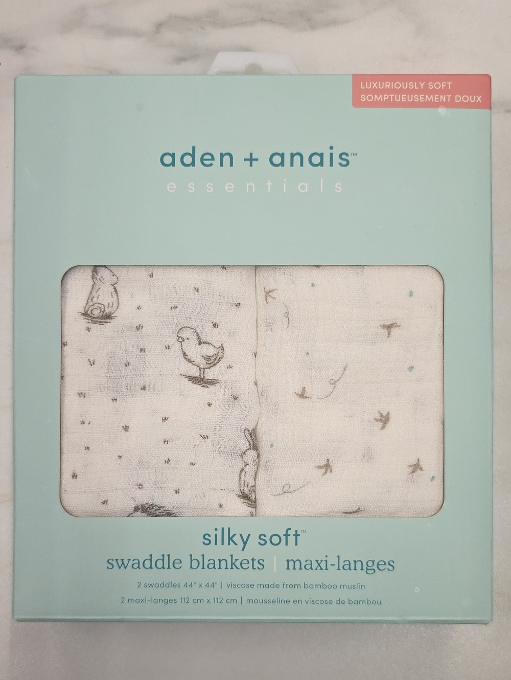 aden + anais Silky Soft Cream Swaddle Set with Gray Sketches